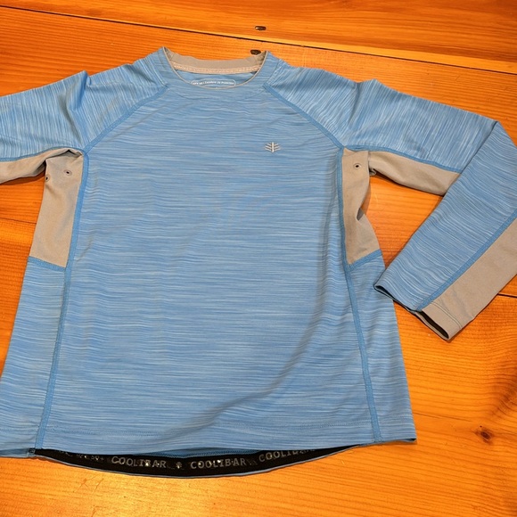 COOLIBAR Boys L 10-12 Surf Blue/Gray UV Rashguard Ultimate Line Texture Stripe - Picture 3 of 7